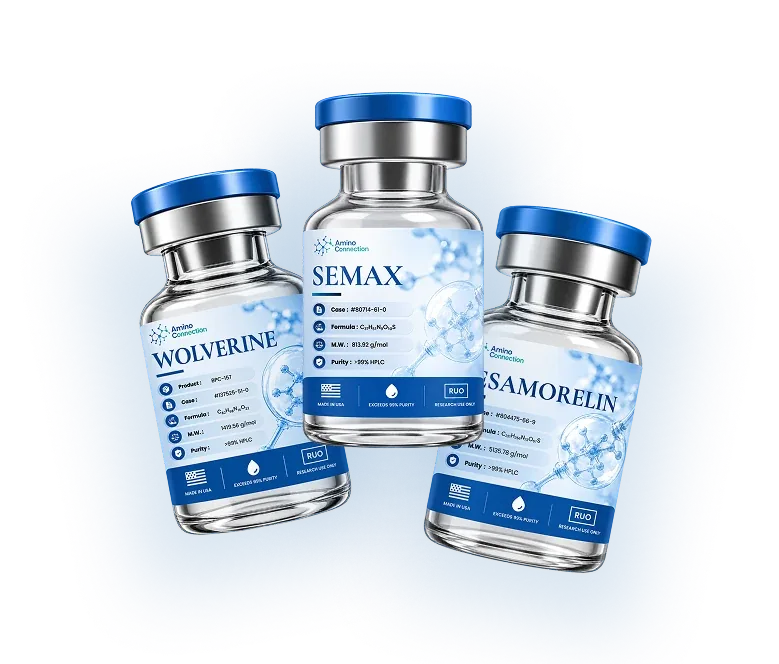 Wolverine, Semax and Tesamorelin research vials